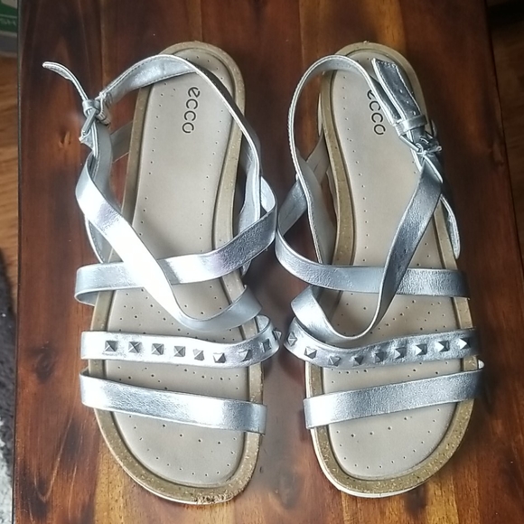 ecco silver sandals